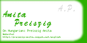 anita preiszig business card